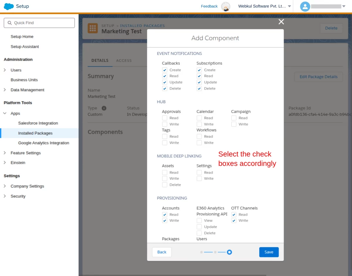 select check boxes
