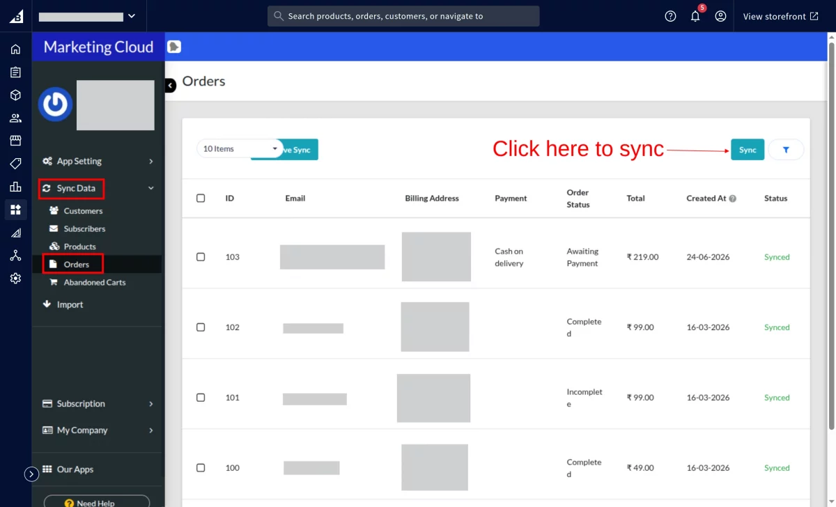 order sync