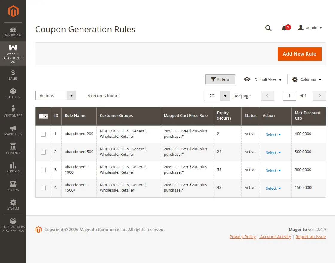 coupon rule listing