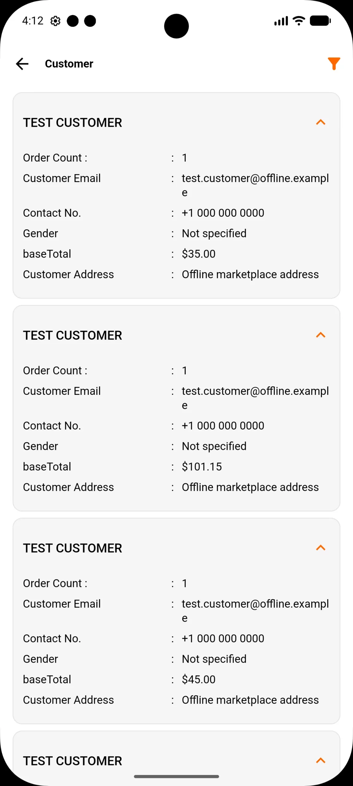 Customer list