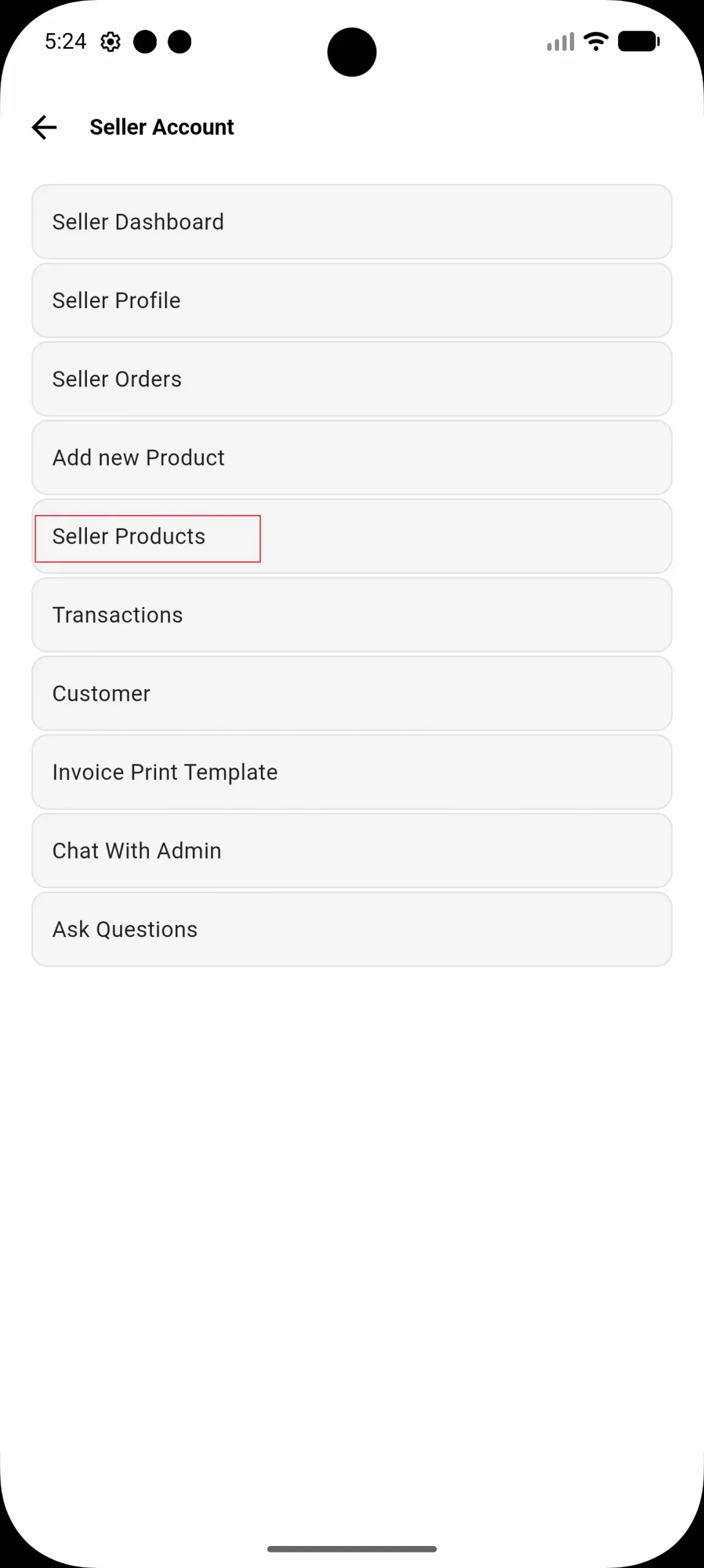 seller product list