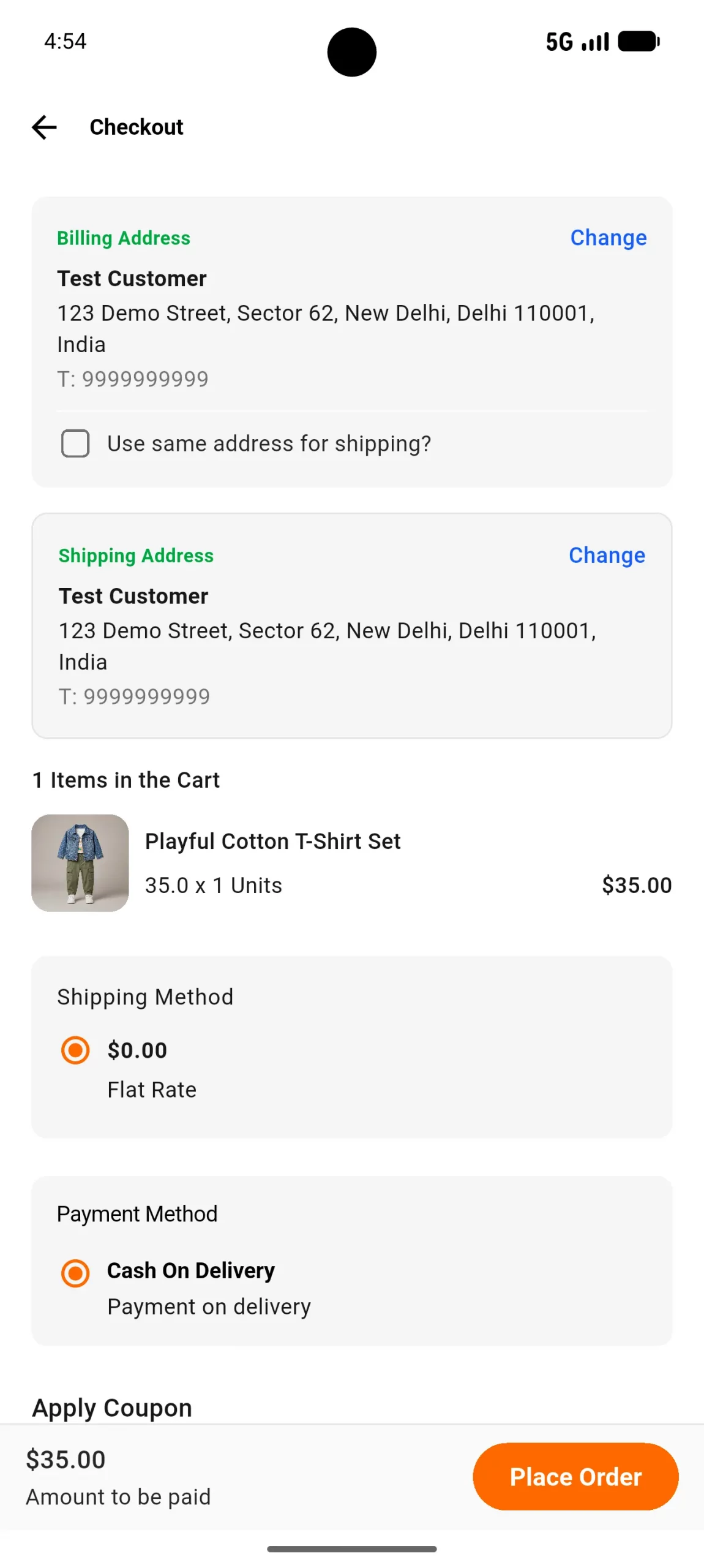 Shipping page