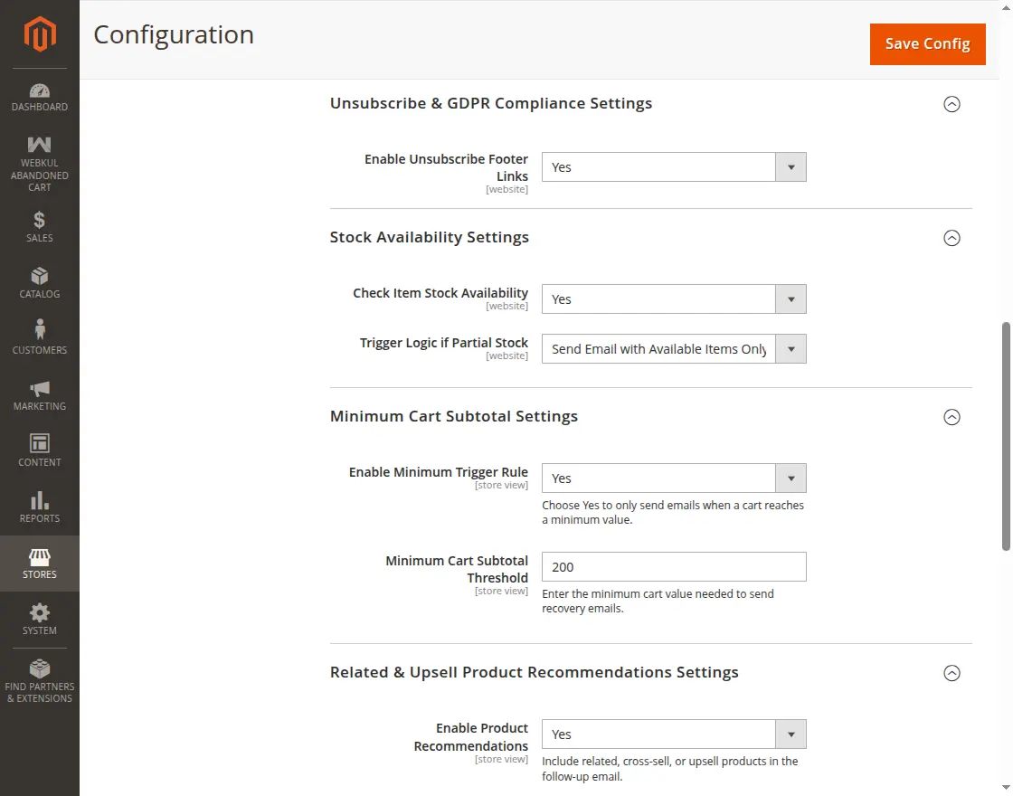 unsubscribe cart