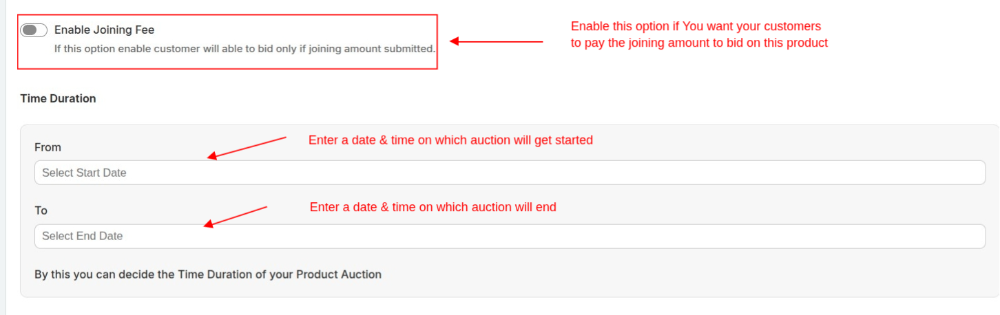 auction edit page