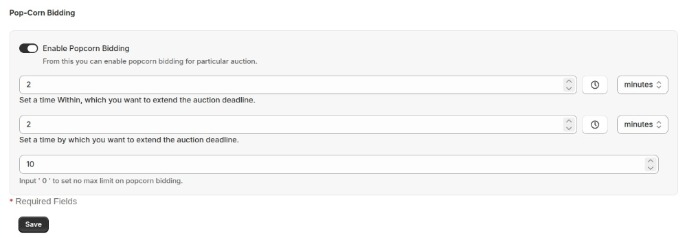 auction edit page