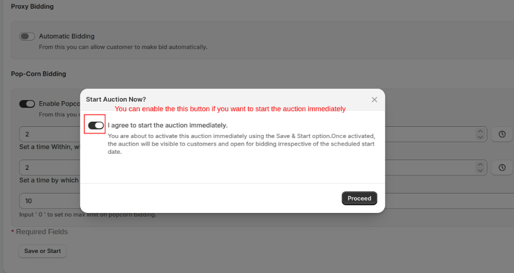auction edit page