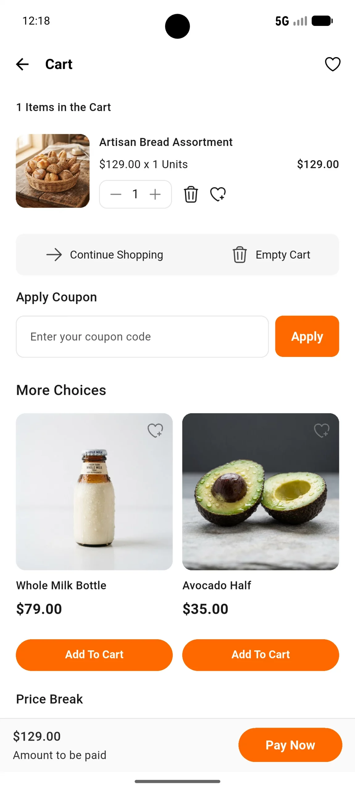 cart page