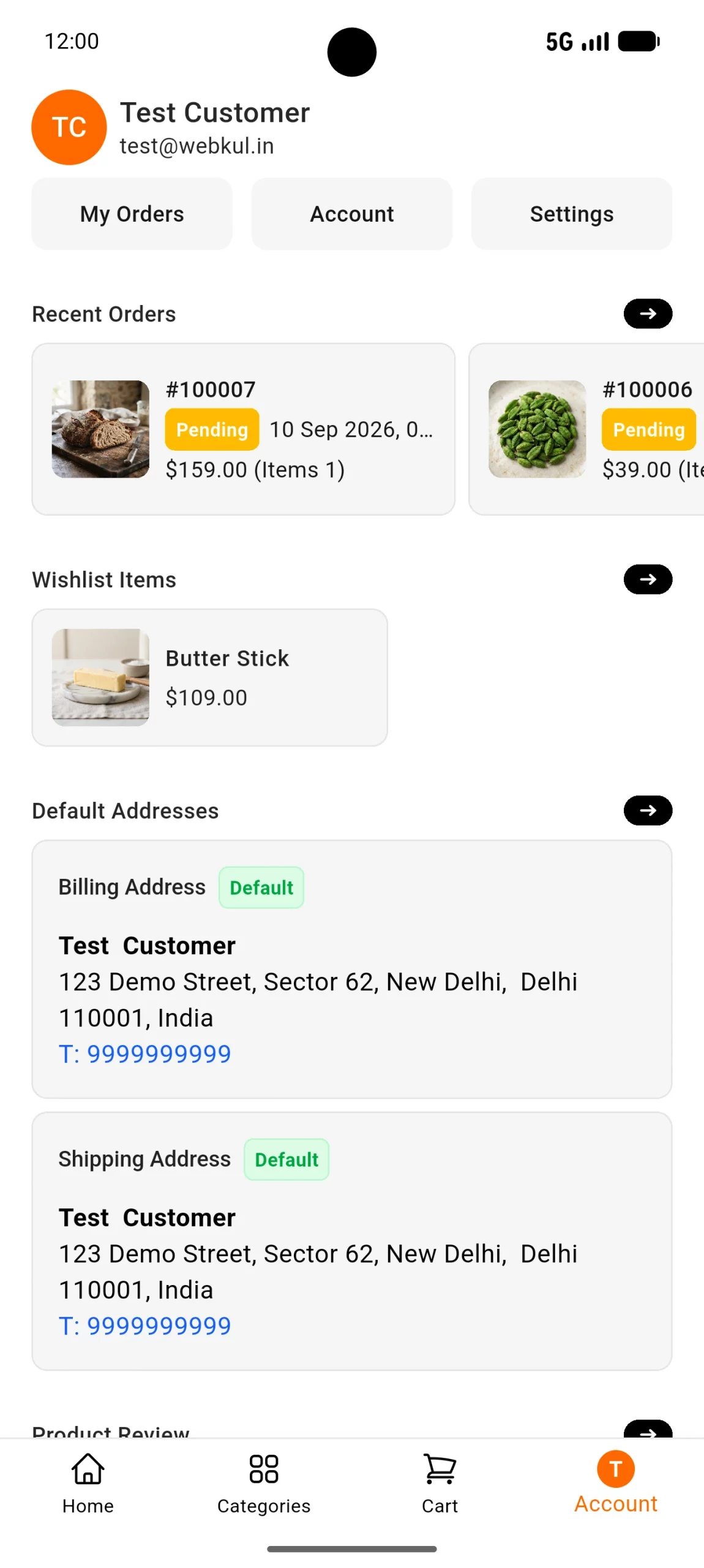 Dashboard Grocery Mobile App