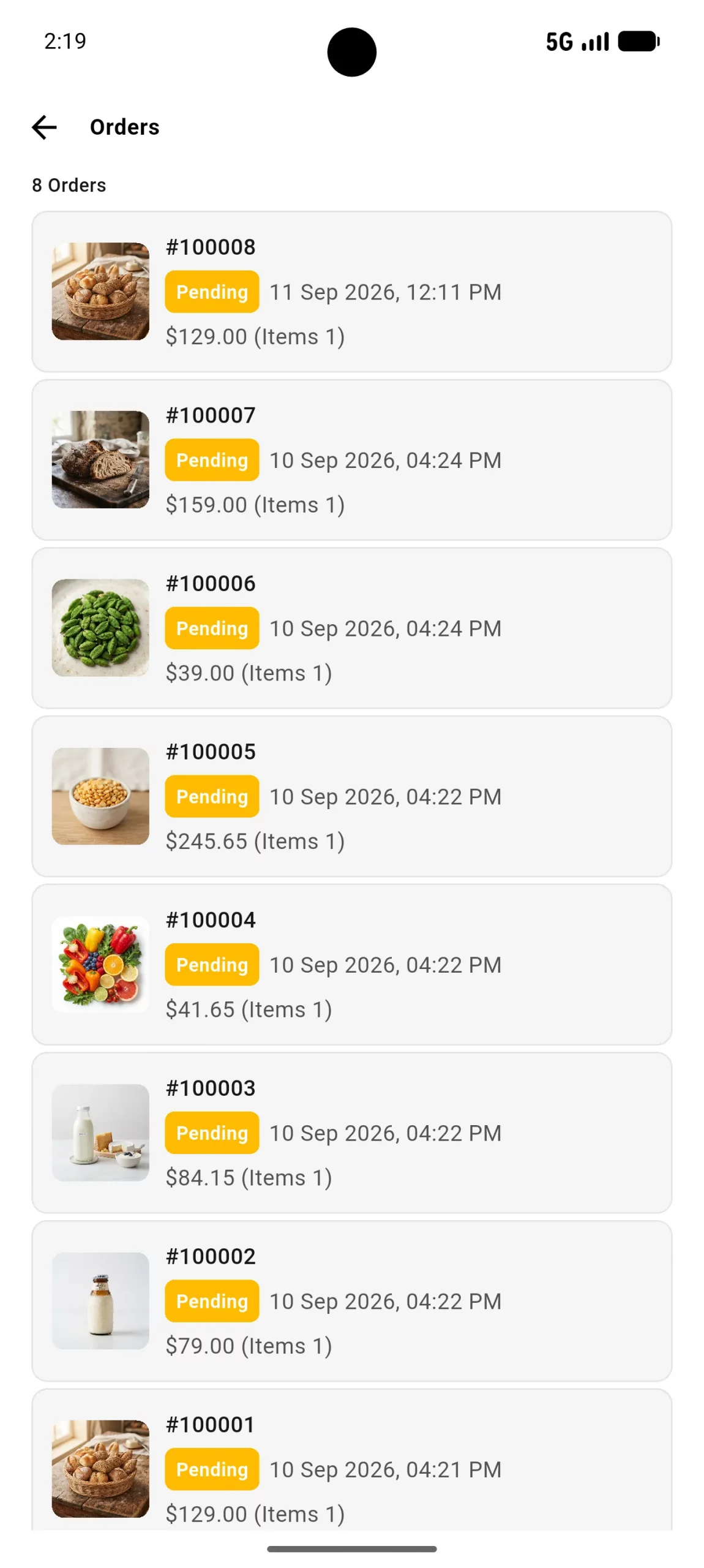 My order section
