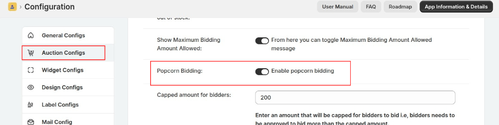 auction edit page