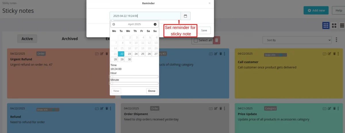 sticky note reminder