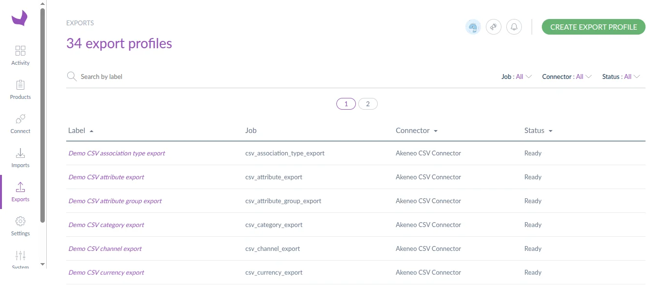 librepim export profiles webkul