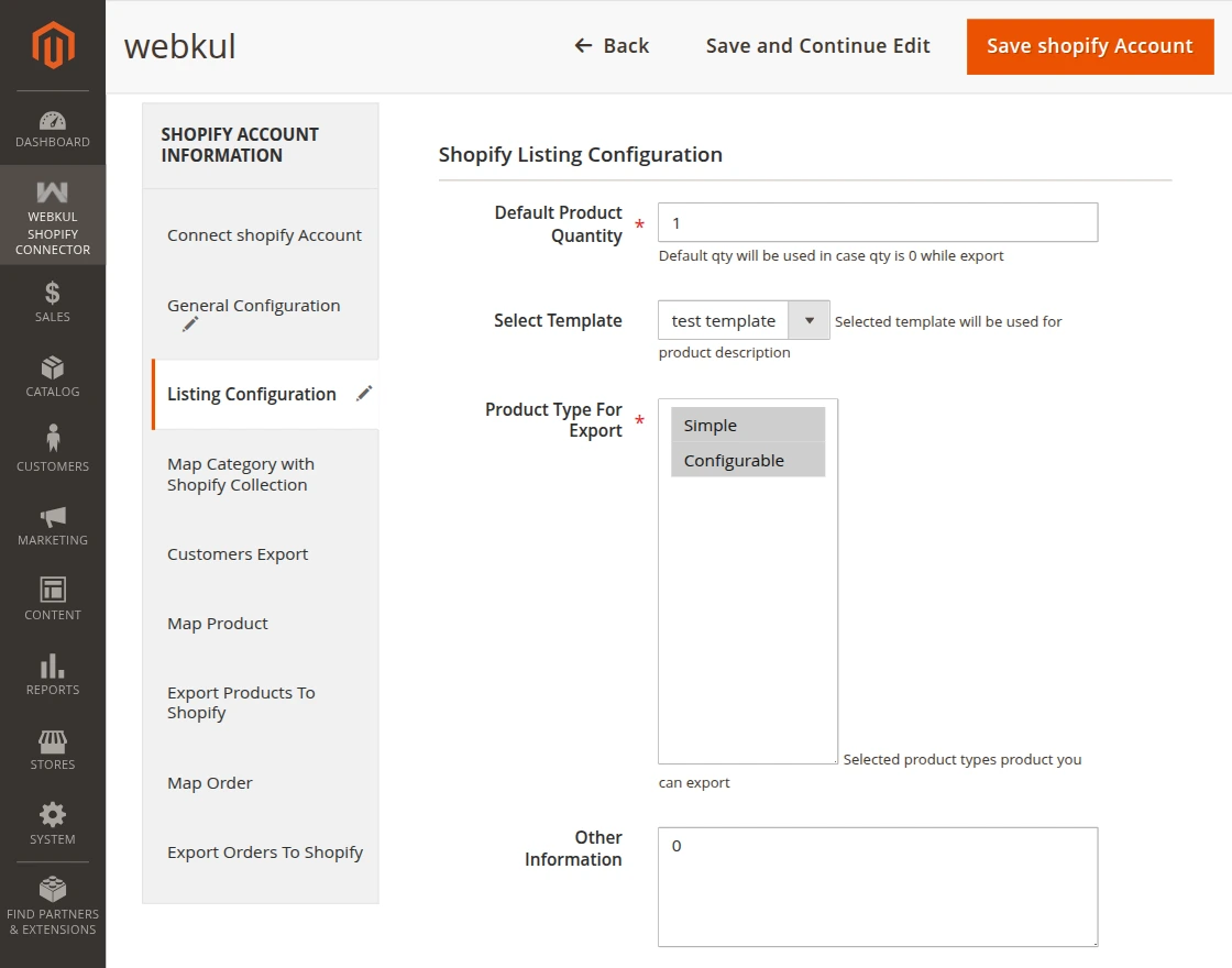 listing configuration