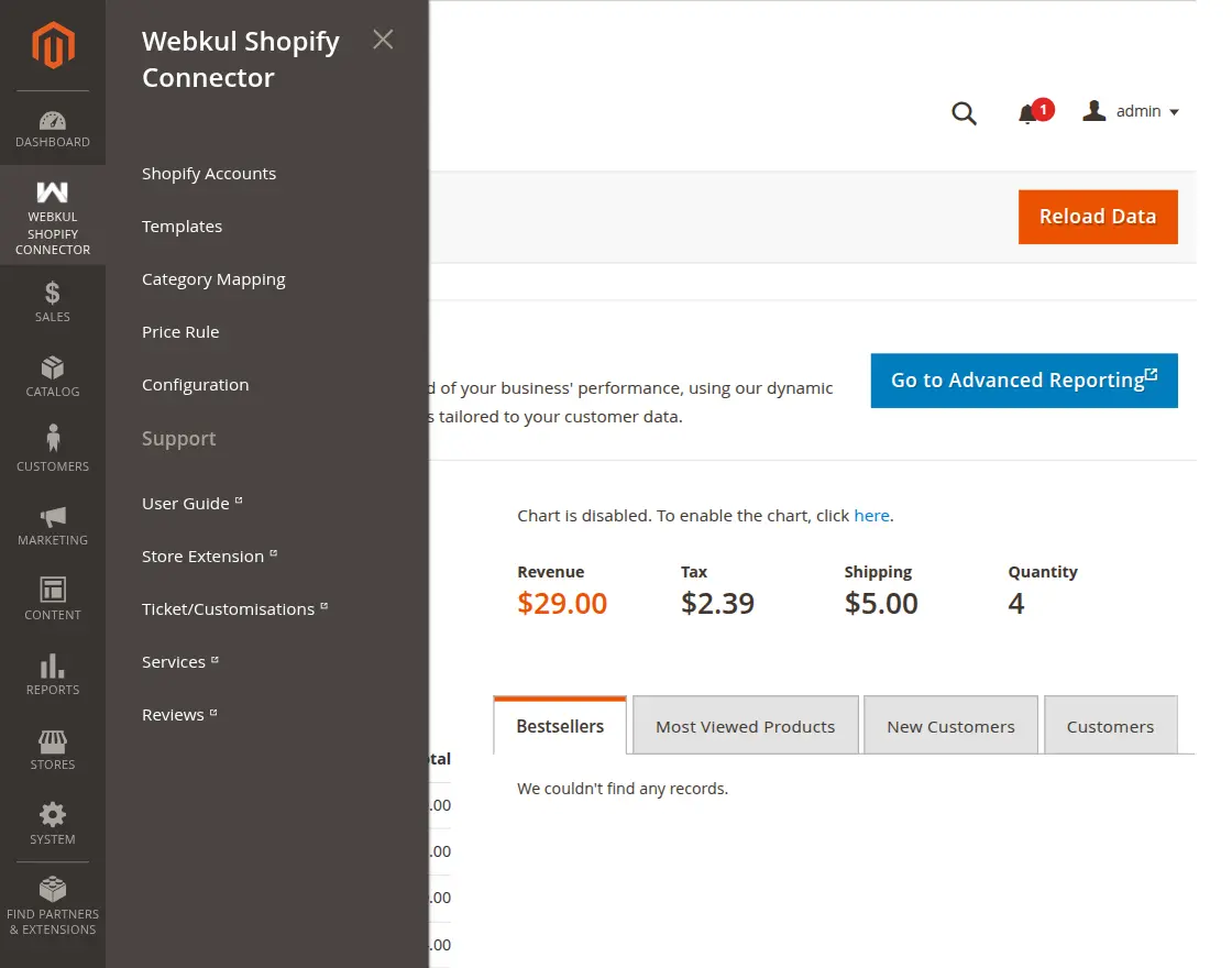 webkul-magento2-shopify-connector-sidepanel