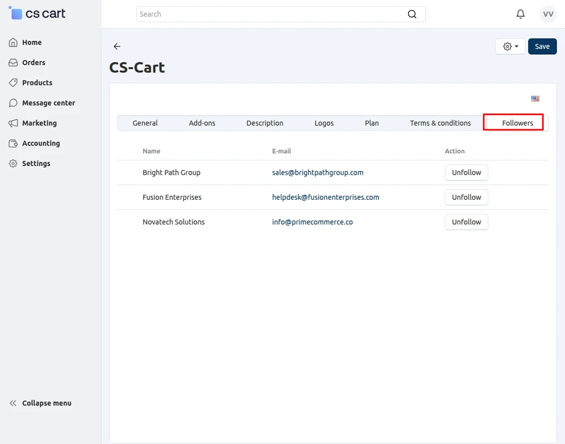 CS-Cart followers