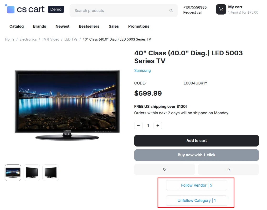 CS-Cart product page