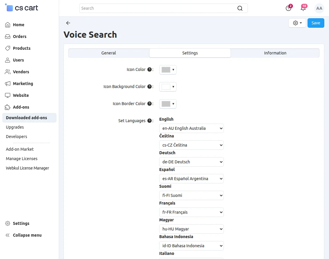 cs-cart-voice-search-addon-configurations