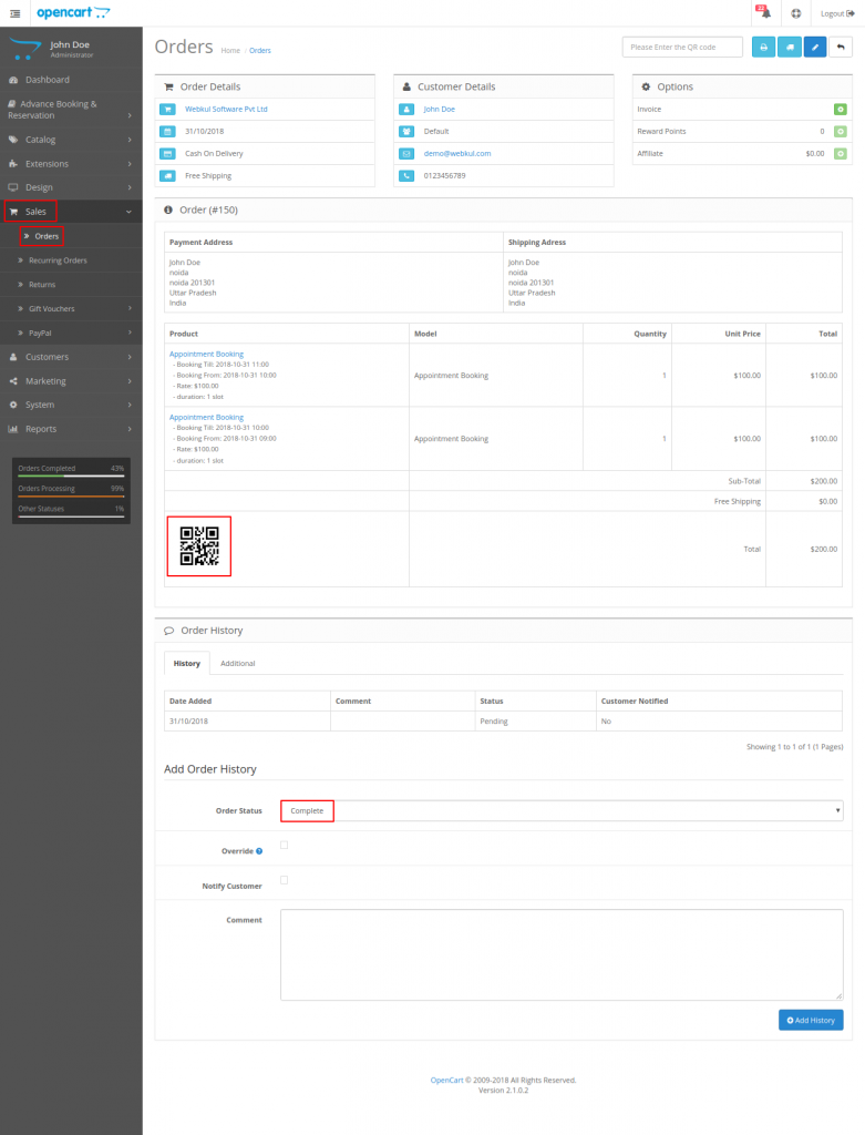 Opencart Booking QR code Extension | Reservation via QR Code Module
