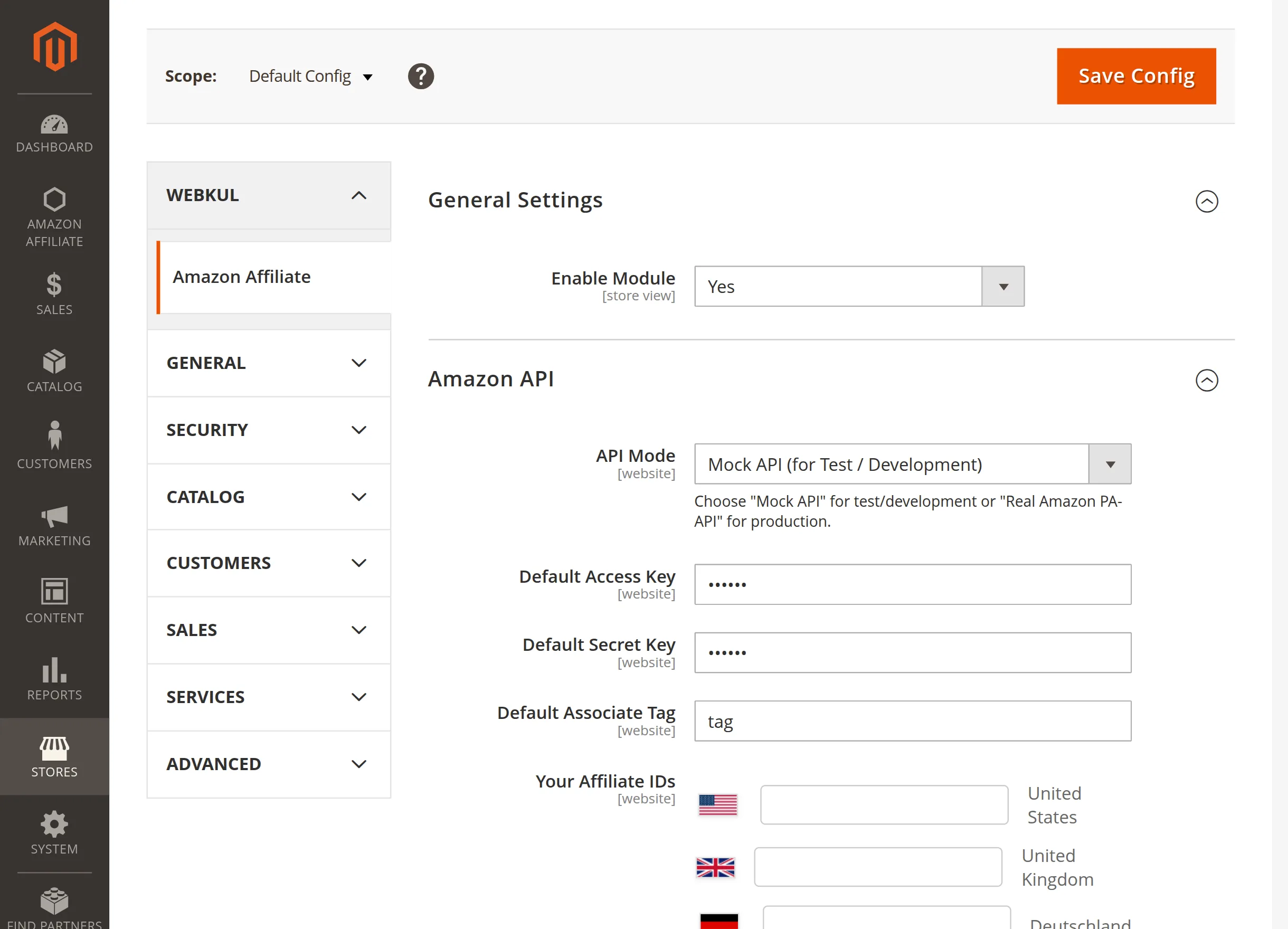 Magento 2 Amazon Affiliate modconfiguration