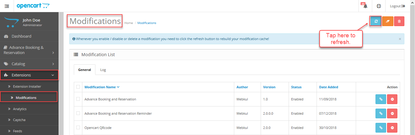 modification refresh modification refresh