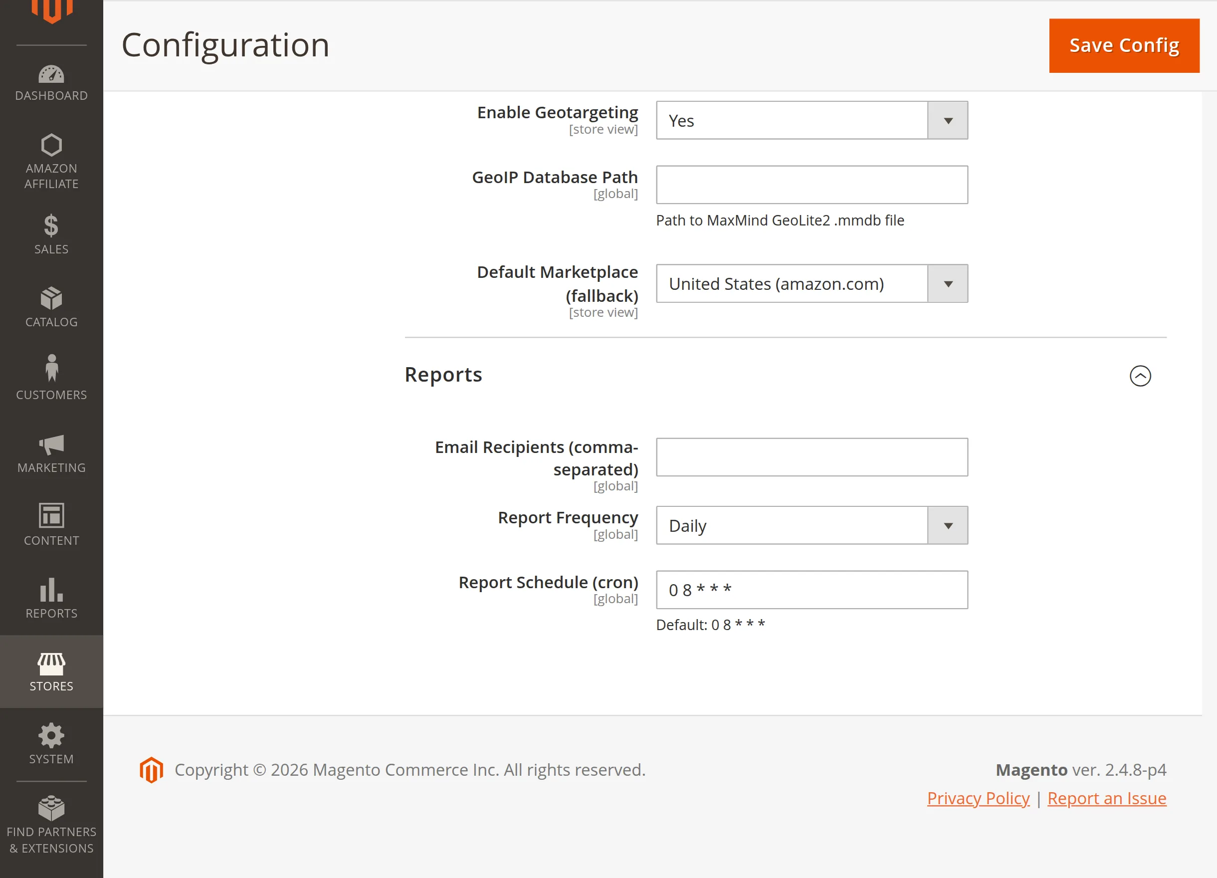 Magento 2 Amazon Affiliate report
