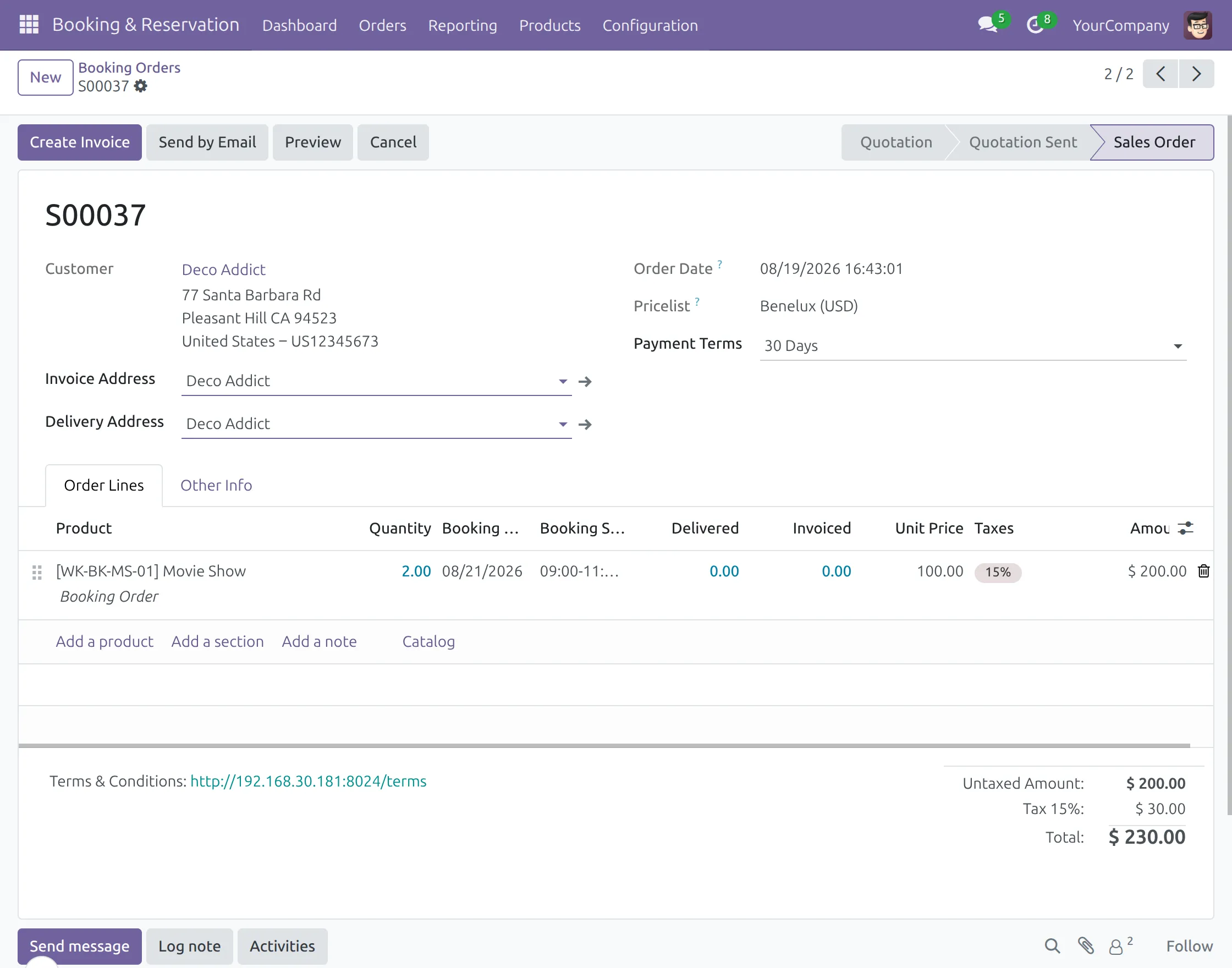 sales order page