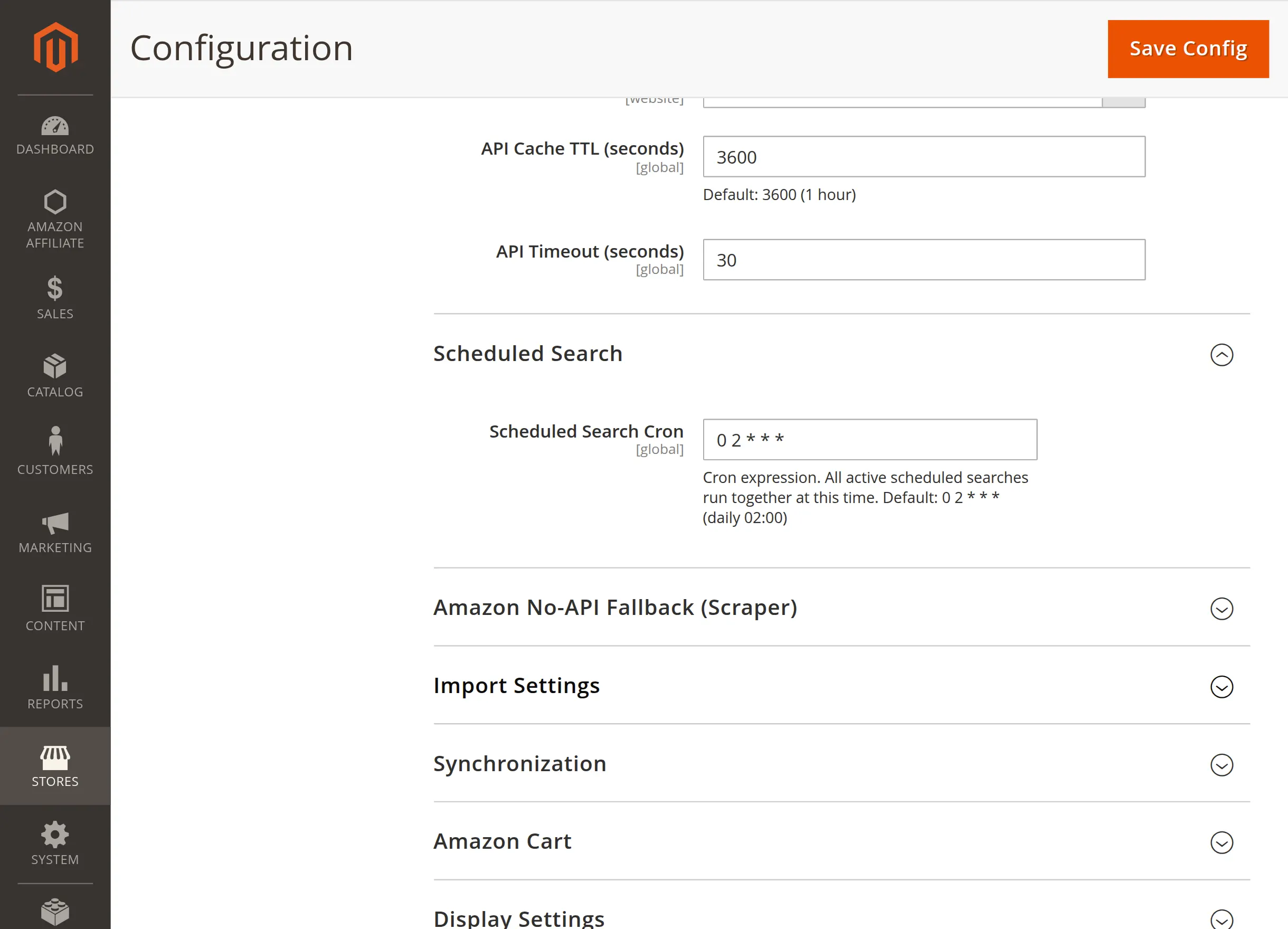 Magento 2 Amazon Affiliate schedulesearch