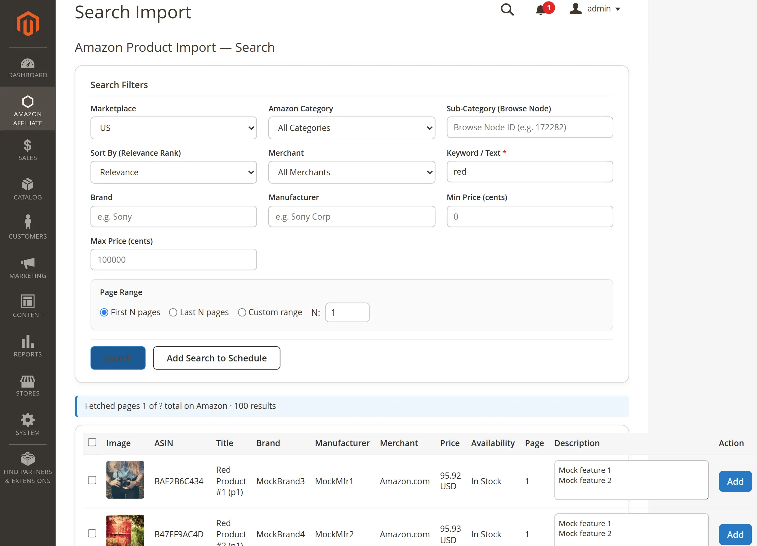 Magento 2 Amazon Affiliate searchimport