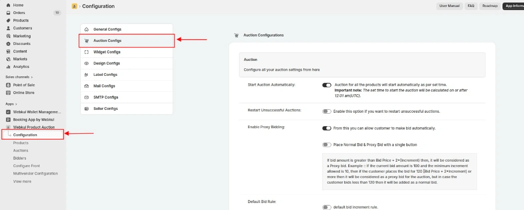 auction config section