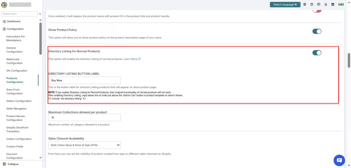 directory listing configuration
