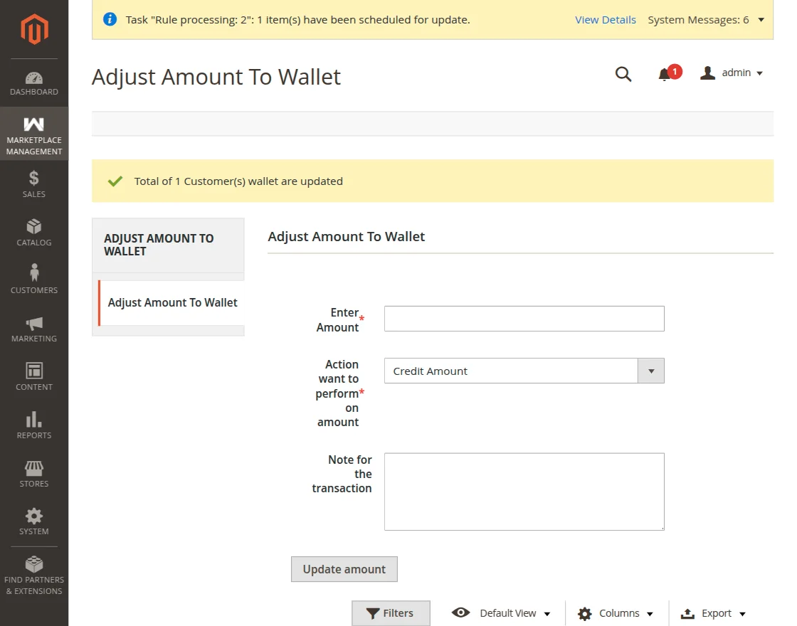 total-one-customer-wallet-amount-updated