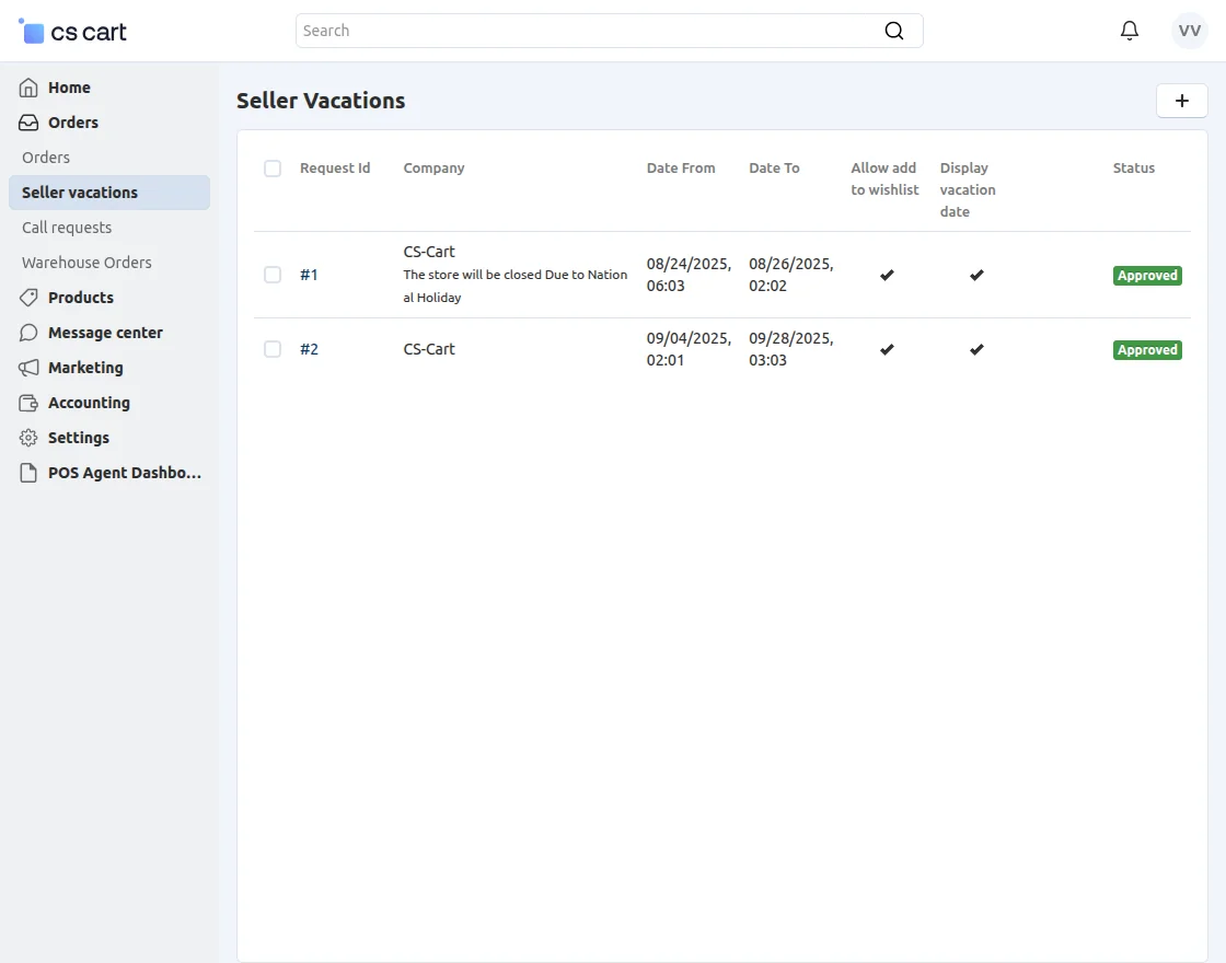 Vendor Vacation management