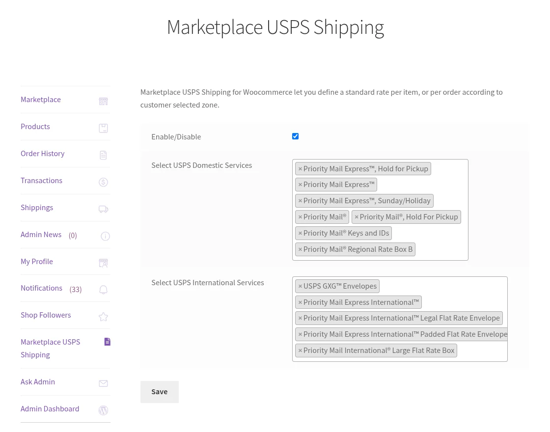vendor end usps configuration