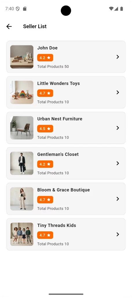 Seller List Page
