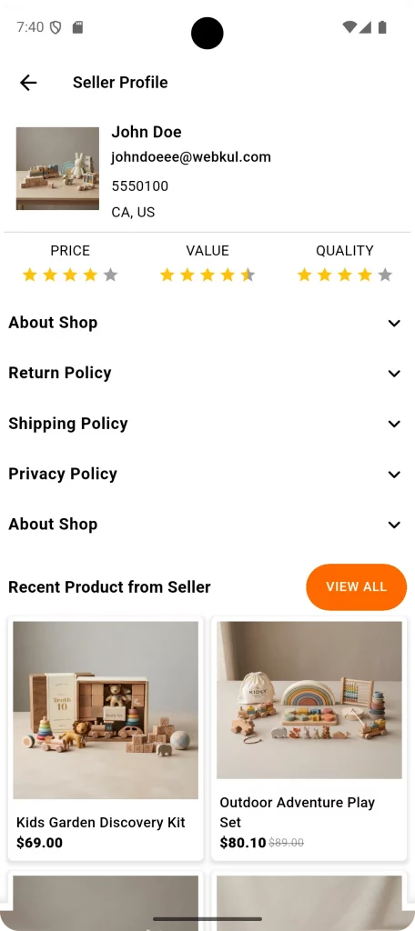 Seller Profile Page