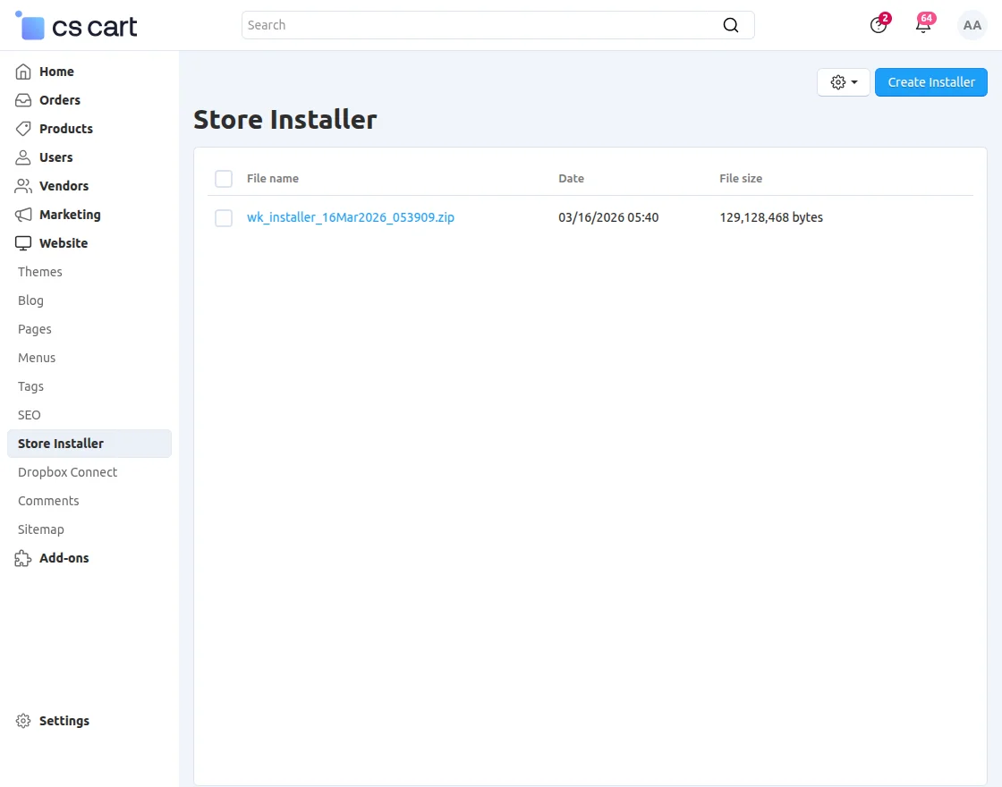 CS-Cart create installer