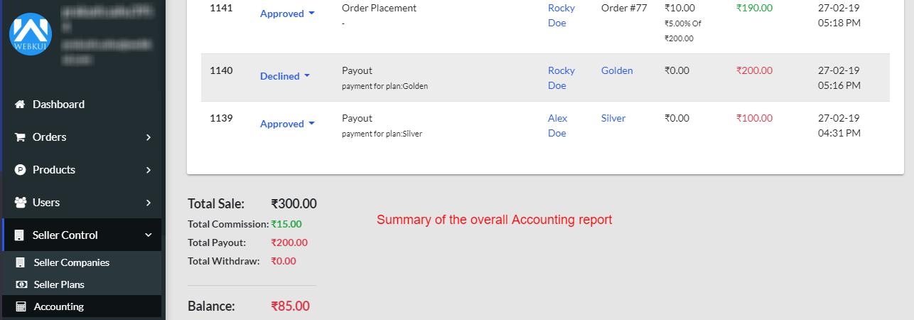 payout of vendor payout