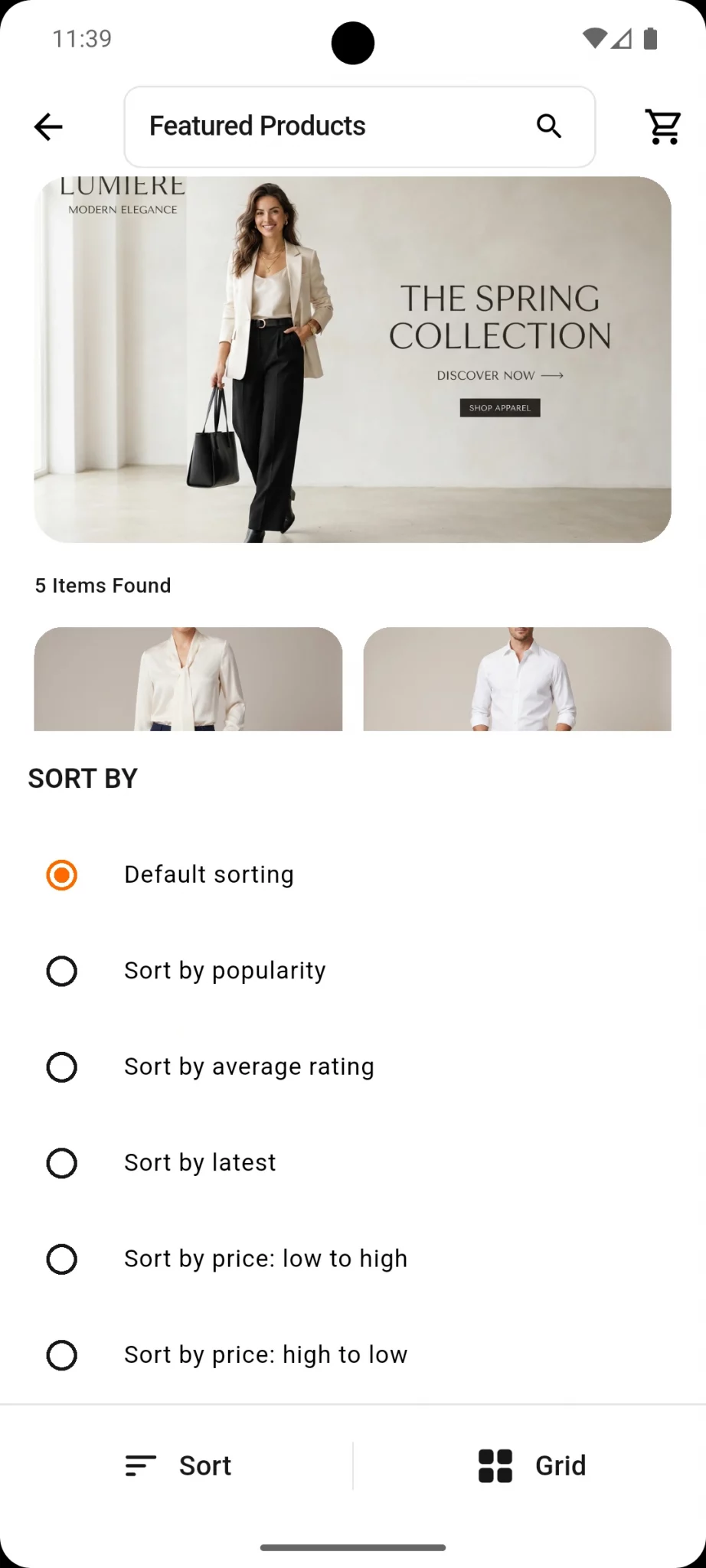 Sort page