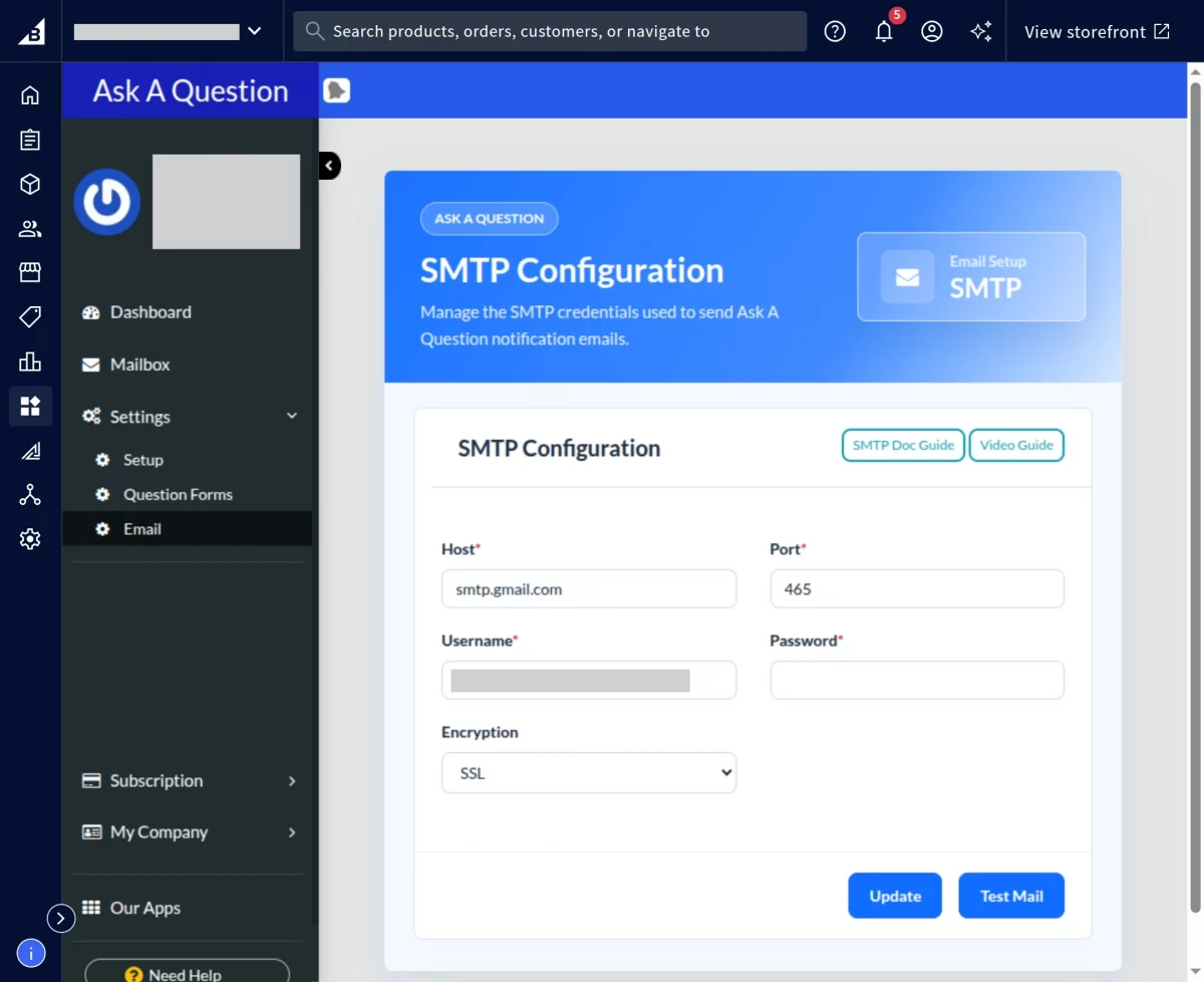 smtp configuration