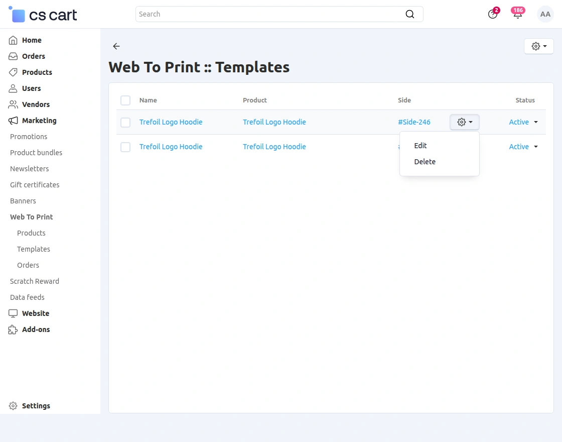 view created templates