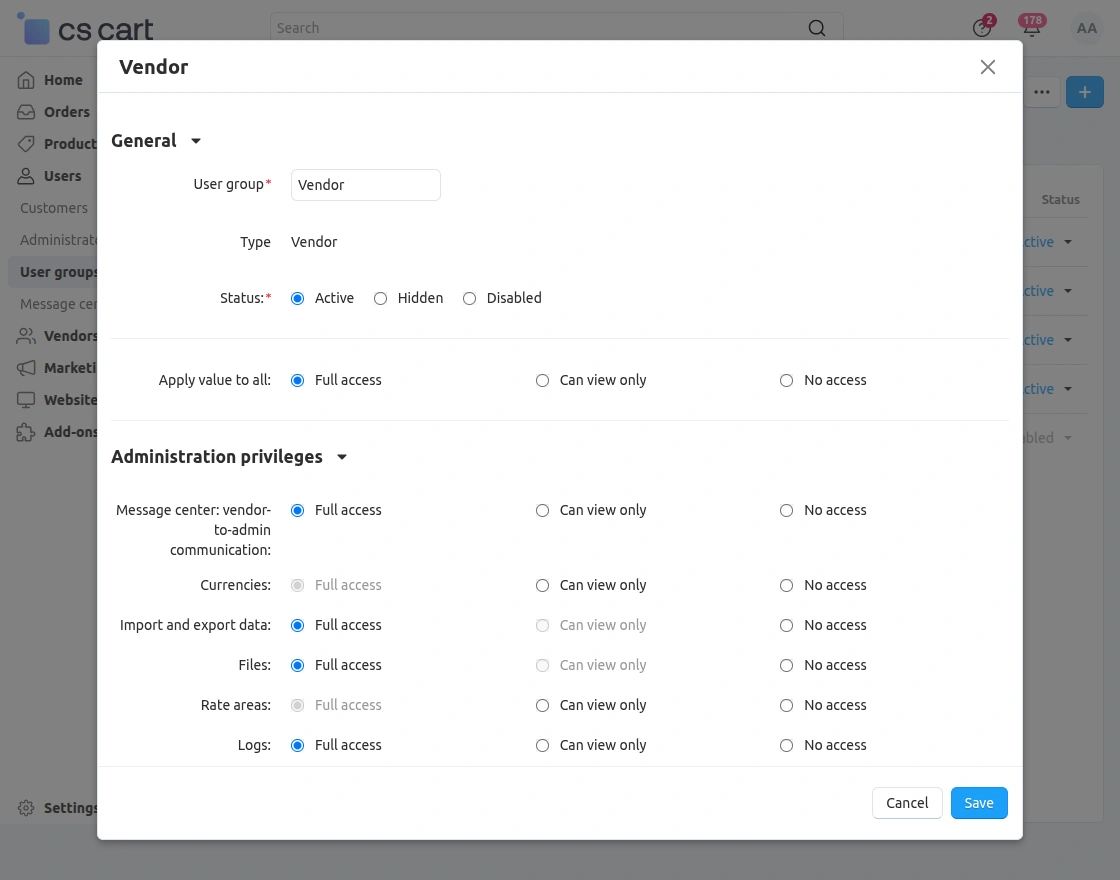 vendor-user-group-creation