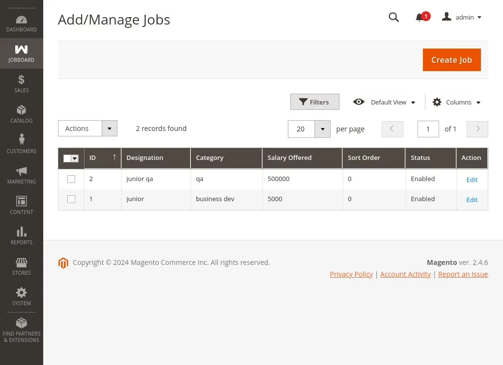 Add/Manage Jobs