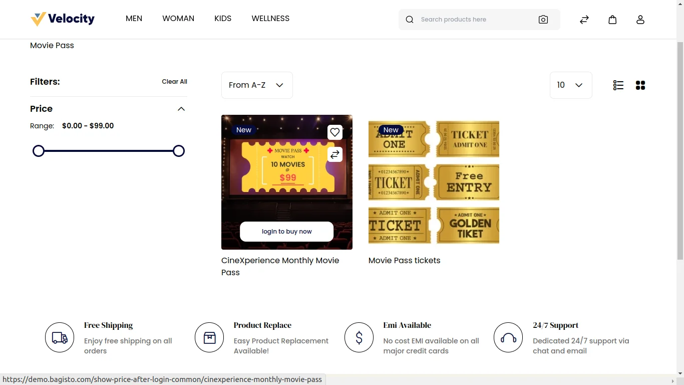 bagisto-show-cost-after-login