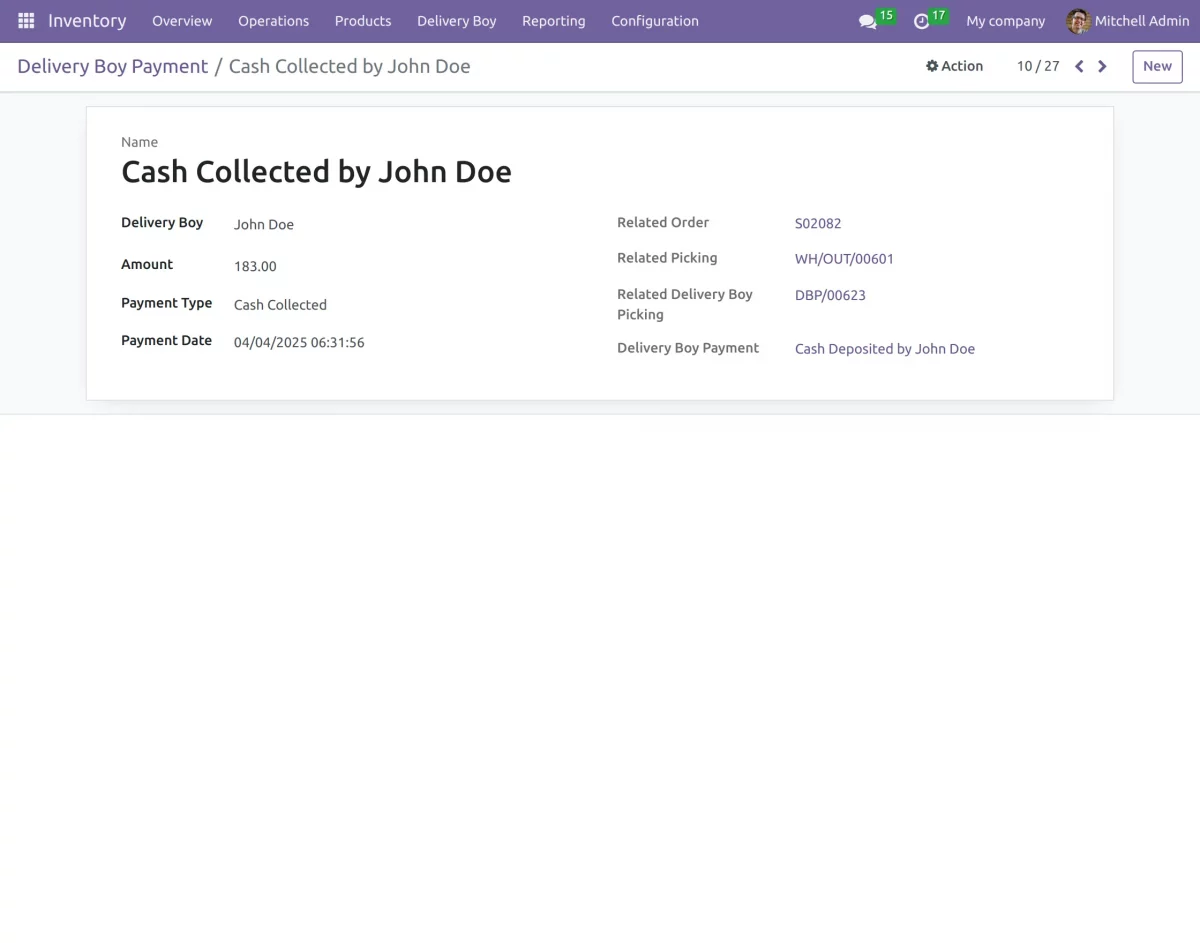 cash collected information
