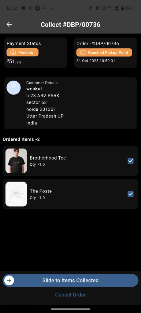 mark items collected