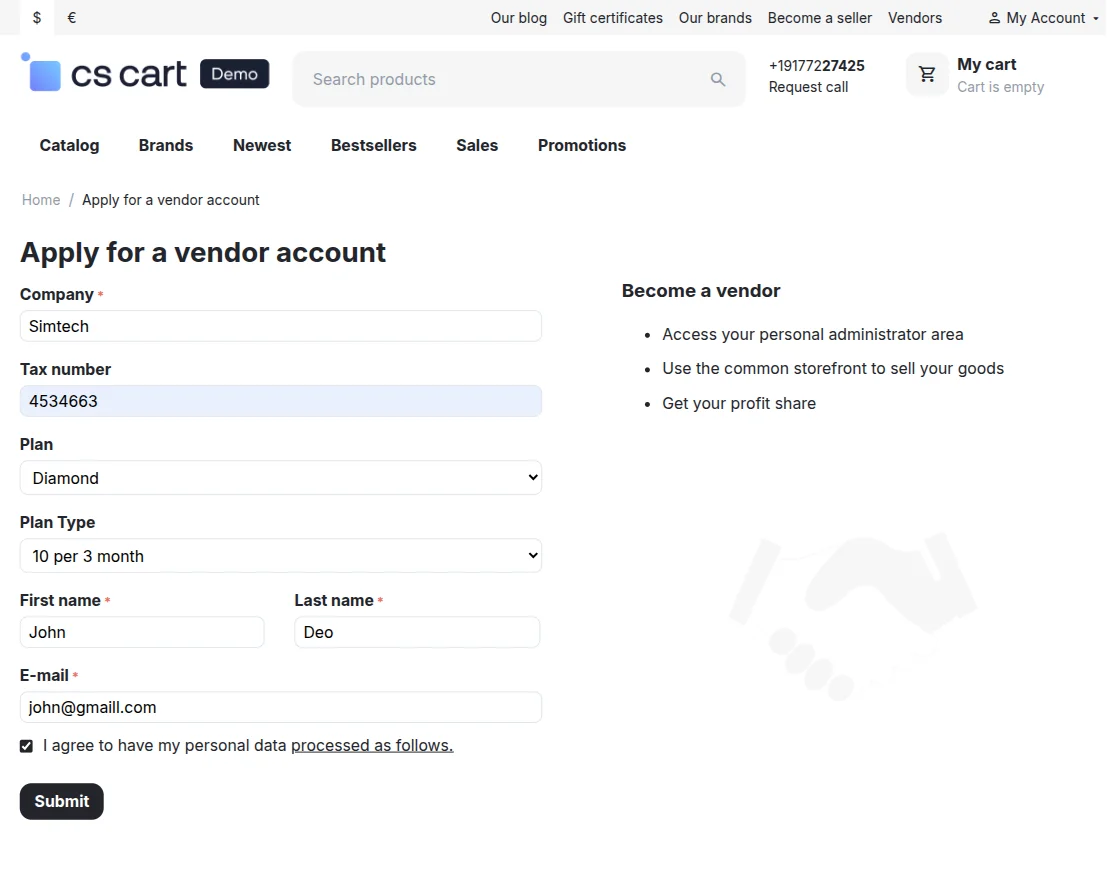 CS-Cart become vendor