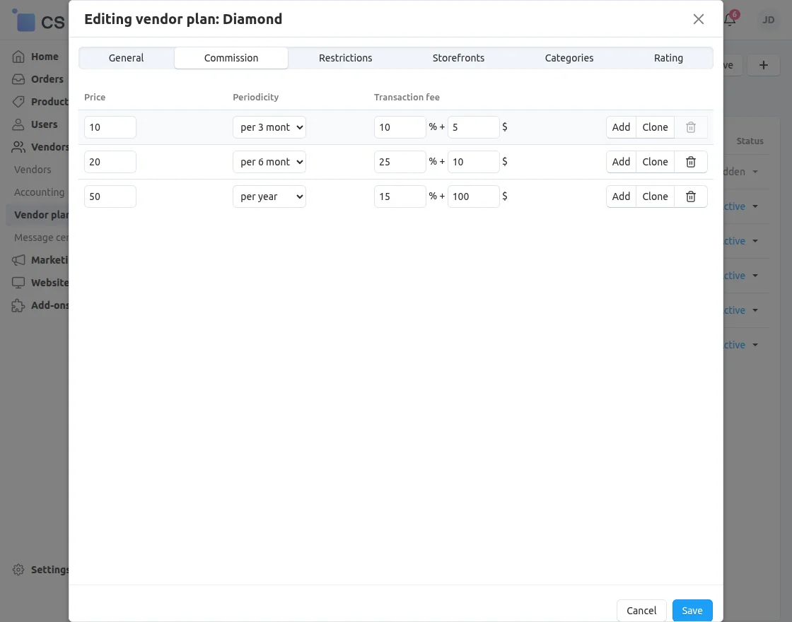 CS-Cart plan commission