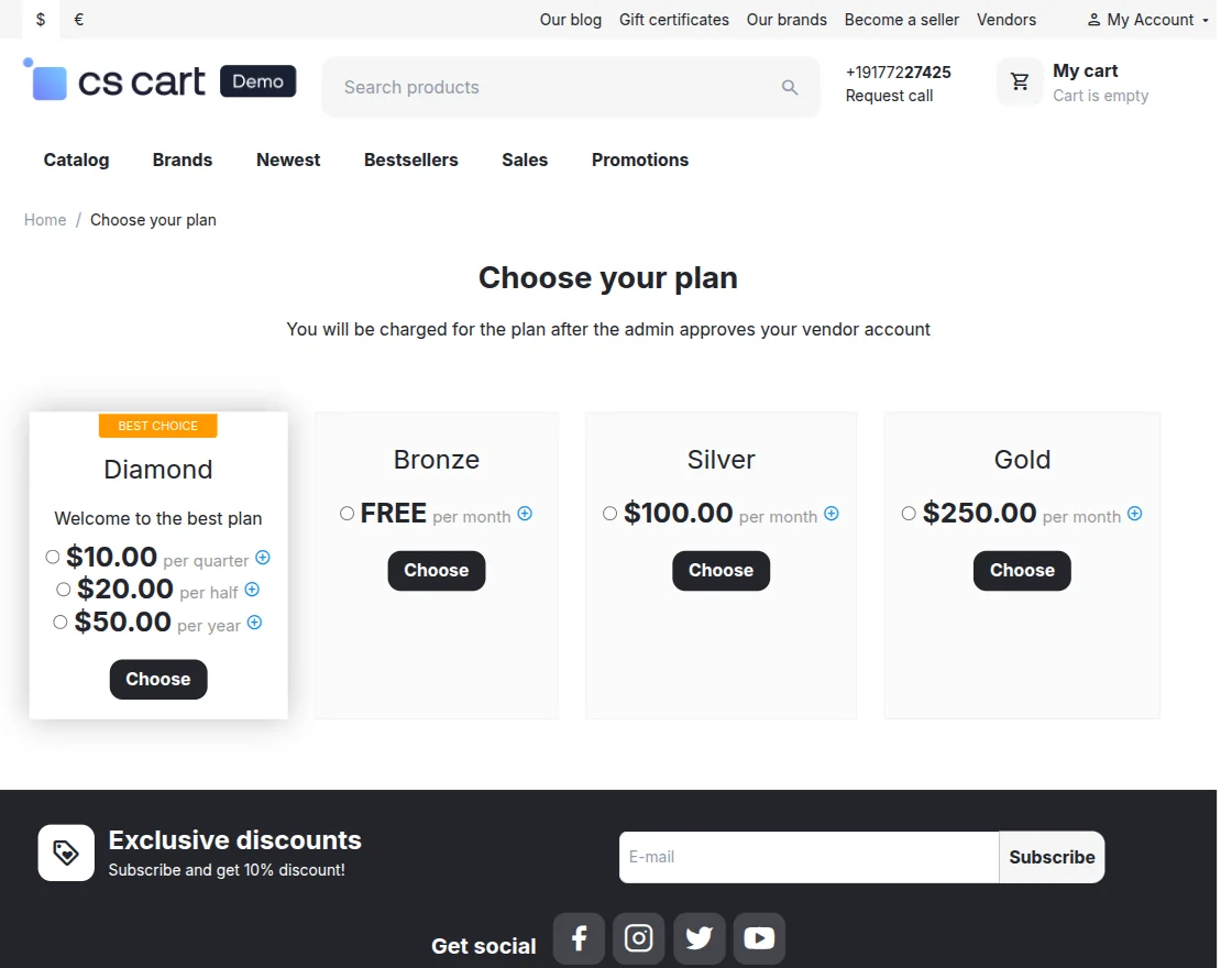 CS-Cart vendor plans
