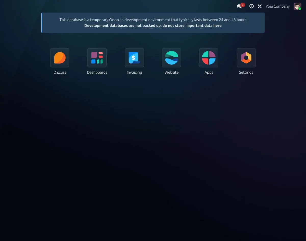 odoo dashboard settings