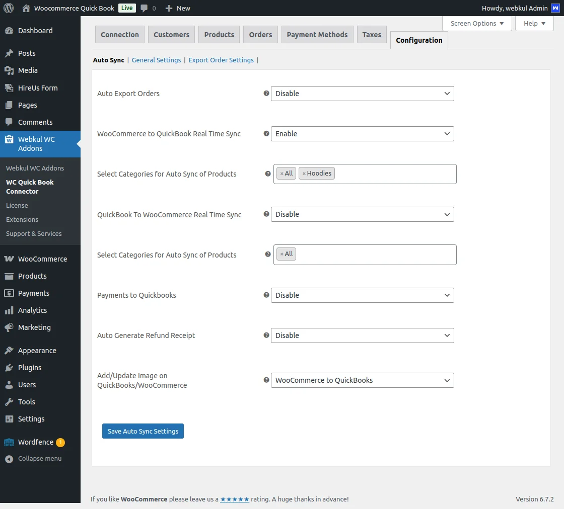 WooCommerce QuickBook Connector Configuration Auto Sync 